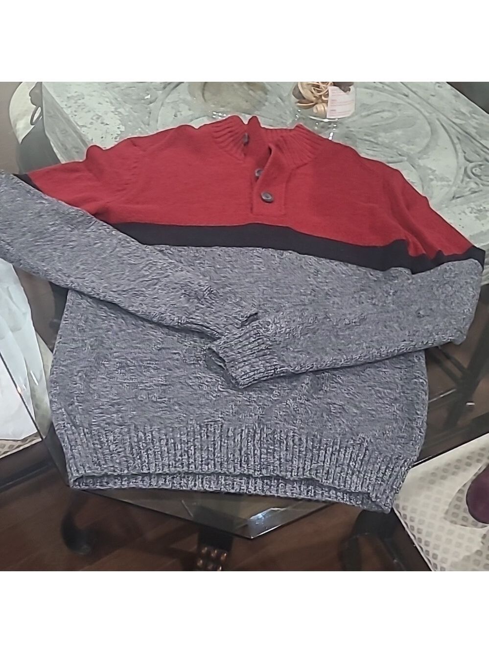 American Eagle mock neck men's color block wool blend sweater small new